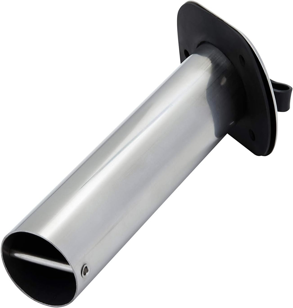 Stainless Steel 30 Degree Flush Mount Boat Fishing Rod Holder with Rubber Cap, PVC Liner & Gasket Pack of 2 Q6843