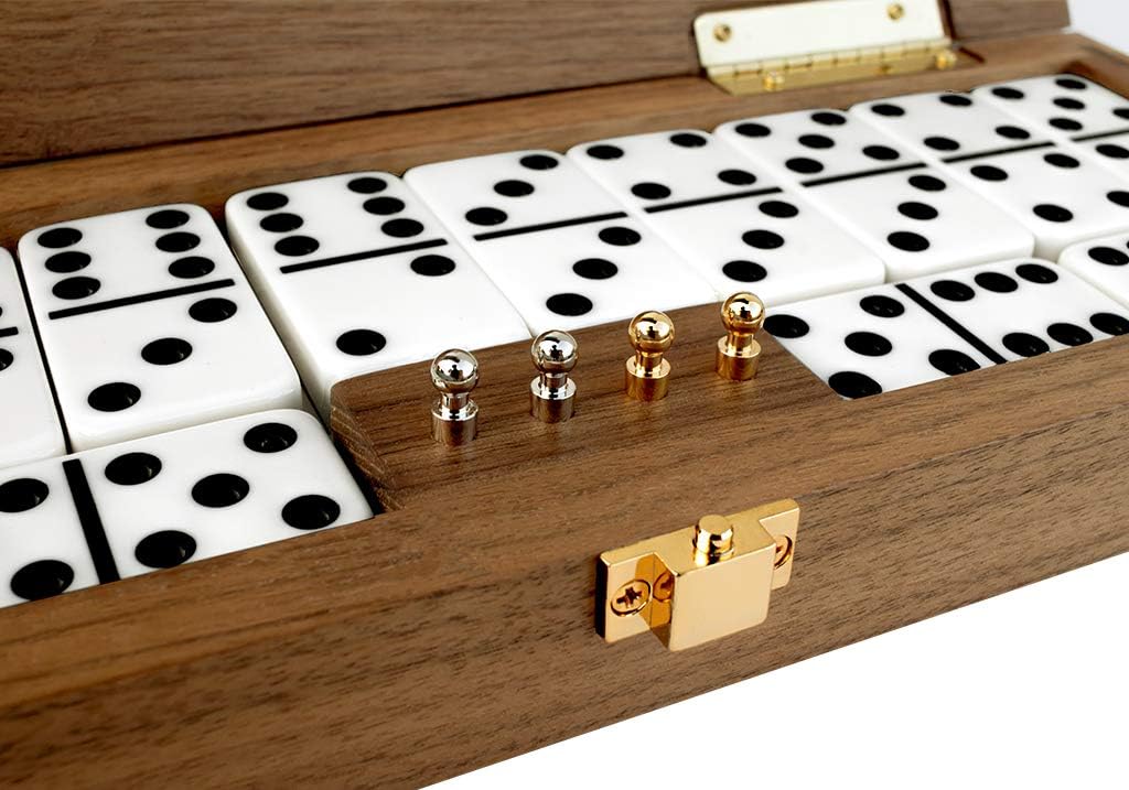 28 Double-Six Dominoes with Black Walnut Case W836887