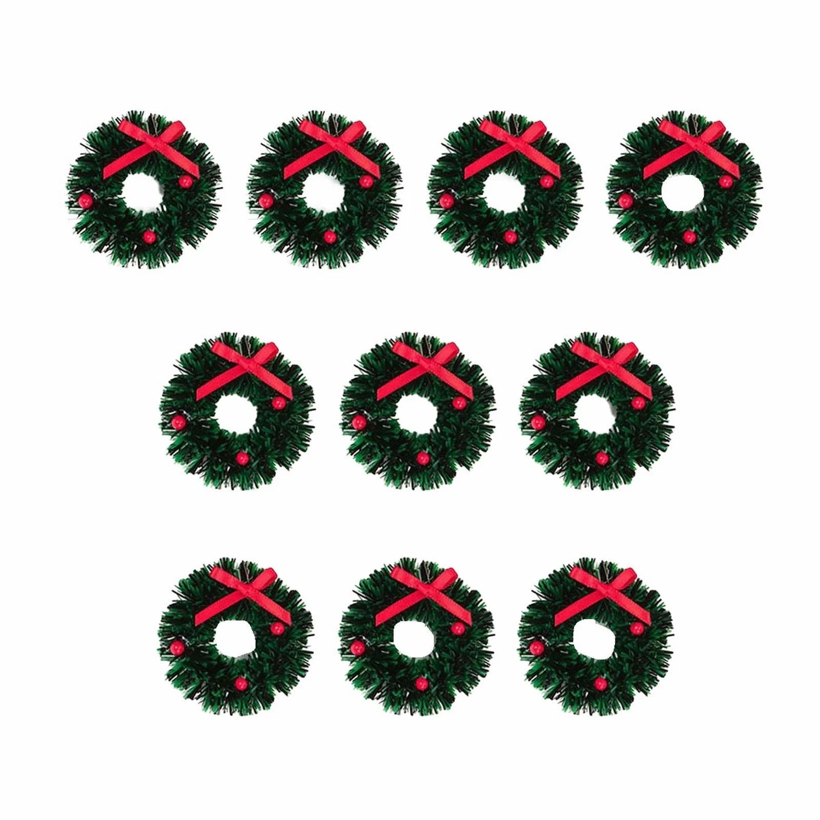 10pcs Mini Wreaths Green Dollhouse Decorations G565607