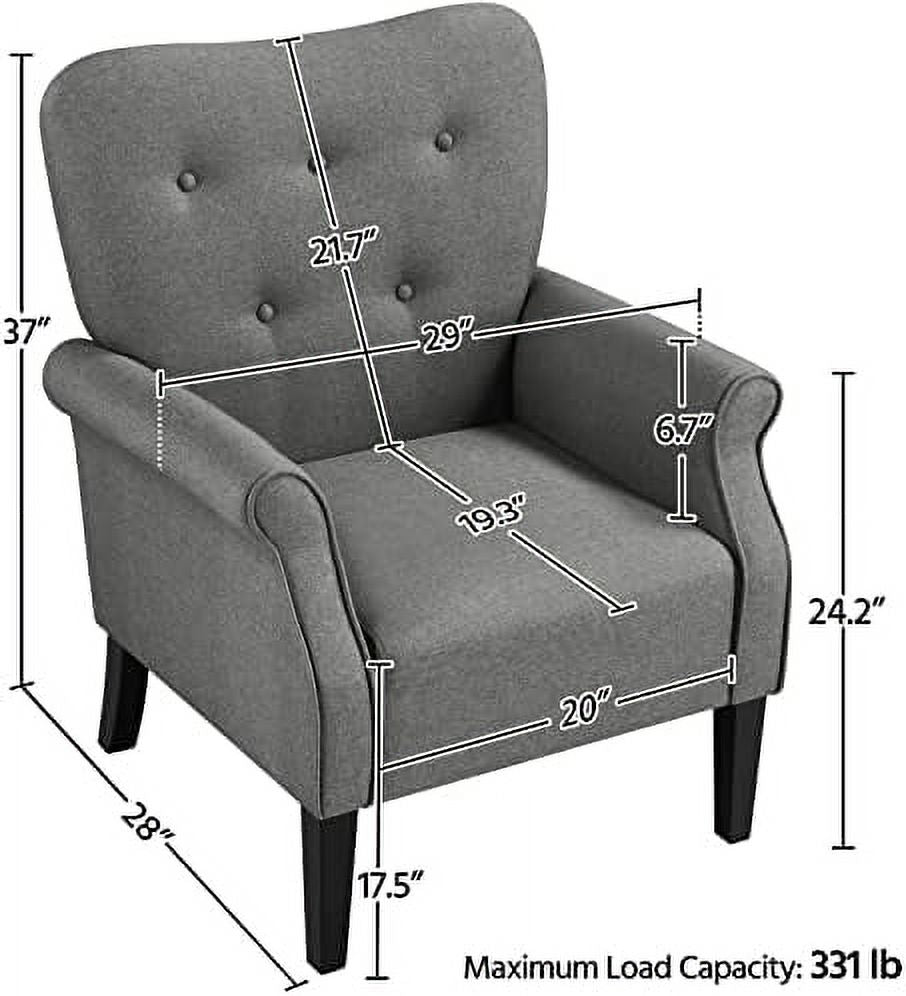 Mid Century PU Leather Accent Chair with Wood Legs and High Back V2828