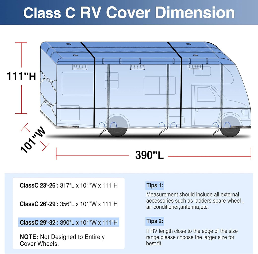 RV Cover Waterproof 4 Tire Covers Gutter Cover Z46971