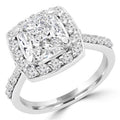 14K White Gold Cushion Cut Diamond Halo Engagement Ring J93556