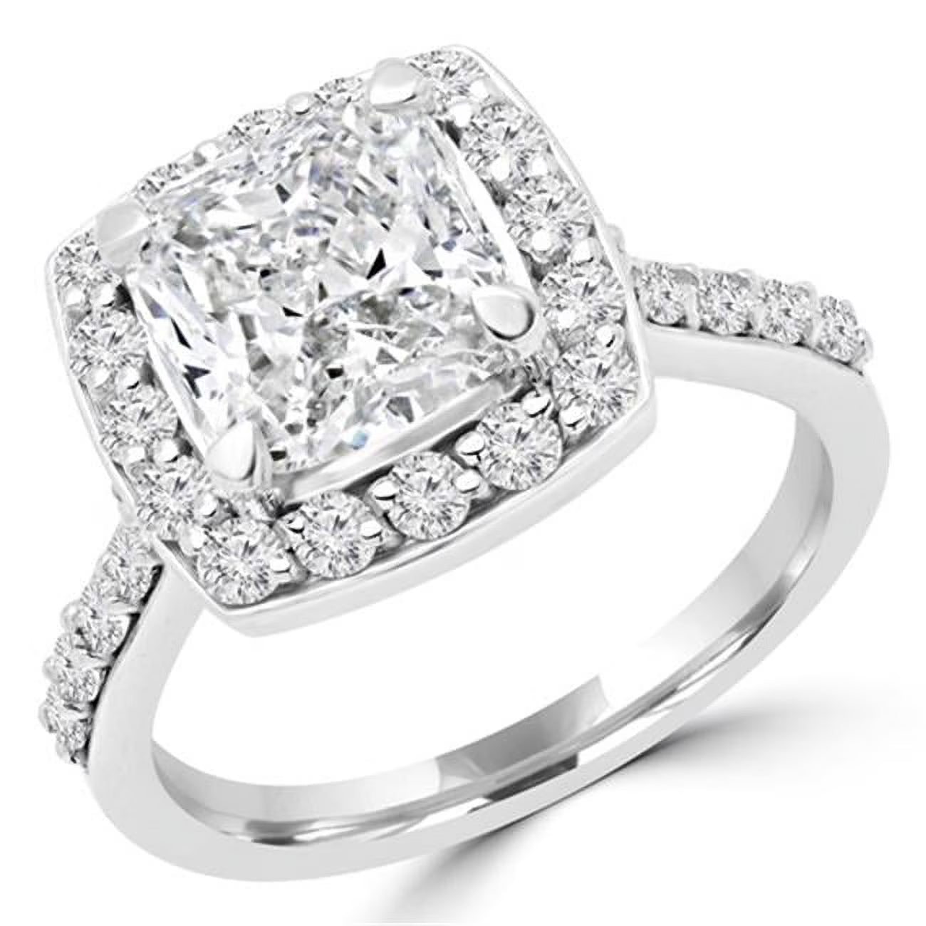 14K White Gold Cushion Cut Diamond Halo Engagement Ring J93556